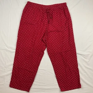 LL Bean Red Flannel Pajama Pants Womens XL Snowflake Lounge Sleepwear  - Picture 1 of 6