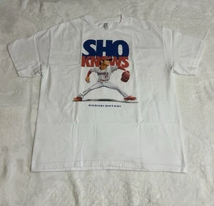 Angels Shohei Ohtani Shotime Sho Knows Mens White T-Shirt Short Sleeve Size XL - Picture 1 of 24