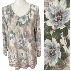 Soft Surroundings Symphonia Moonrock Soft Fleece A-Linie Blumen Tunika Top M - Bild 1 von 11