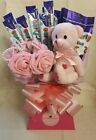 Pink Delight Curlywurly Teddy Chocolate Bouquet - Sweet Gift hamper