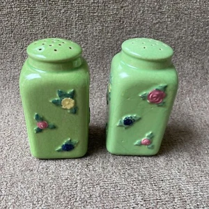 Vintage Frühling mintgrün Blumen Blumen Salz und Pfefferstreuer Landhaus 50’er - Bild 1 von 6