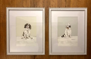 Gracie Tapner Sheep Dog & Springer Spaniel Framed Puppy Art Prints Set of 2 New - Picture 1 of 2