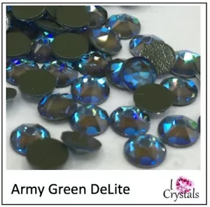 ARMY GREEN DELITE 2088 IHC Austrian Crystal Flatback 12ss 16ss 20ss 30ss 144 pcs - Foto 1 di 4