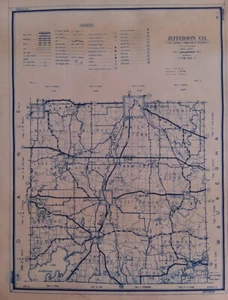 Jefferson County Waterton 1953 Wisconsin Highway Commission Map FREE US SHIPPING - Picture 1 of 4