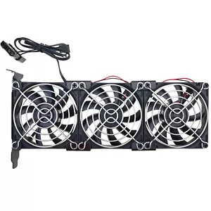 PCIe Slot Cooler Video Card PC Case Triple Fan Cooling 3500RPM 3pin 4pin Power - Picture 1 of 6