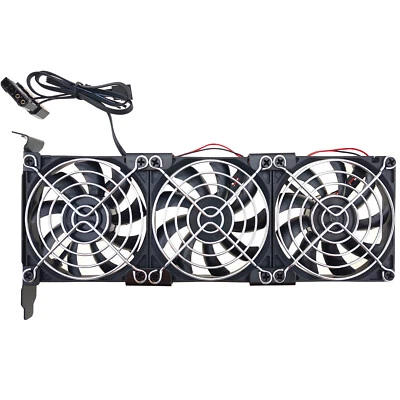 PCIe Slot Cooler Video Card PC Case Triple Fan Cooling 3500RPM 3pin 4pin Power - Image 1 of 4