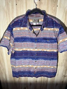 The Territory Ahead Men Shirt Blue Aztec Tribal Print Button Front SS Large - Picture 1 of 7