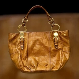 B Makowski Large Tan Leather Slouch Hobo Shoulder Bag Tote Purse - Picture 1 of 23