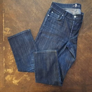 Pantalones de mezclilla para hombre 7 For All Mankind 32x28 azules pierna recta botones mosca - Imagen 1 de 12
