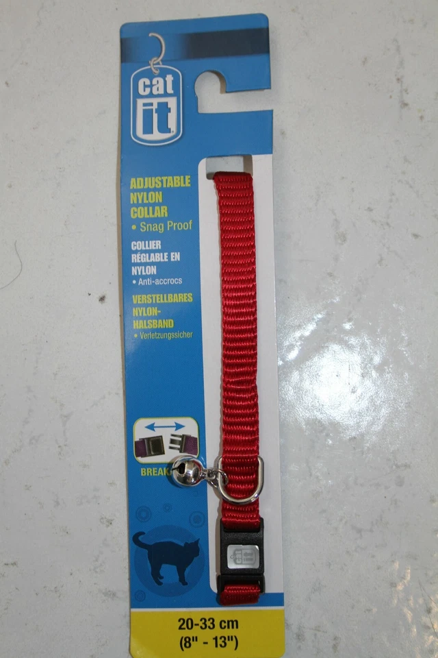Cat It  Cat Collar Adjustable w/ bell 8-13" Red, Breakaway - Image 1 of 4