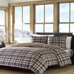 - King Duvet Cover Set, Reversible Bedding with Matching Shams, Plaid Home Decor - Picture 1 of 3
