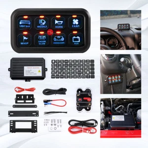 Universal 8 Gang Switch Panel Blue LED Car On-Off Control For Jeep Dodge Toyota - Picture 1 of 12