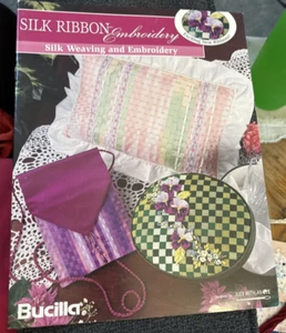 Vtg Rare Bucilla Silk Ribbon Embroidery SILK WEAVING & EMBROIDERY 1996 bK - Picture 1 of 8