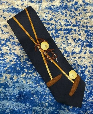 Corbata Polo Ralph Lauren Azul Marino Logo Ecuestre 100% Lana Hecha a Mano EE. UU. Foto 1 de 4