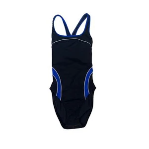 Speedo Womens One Piece Swimsuit 6/32 Black Racerback Training Embroidered Logo - Picture 1 of 8