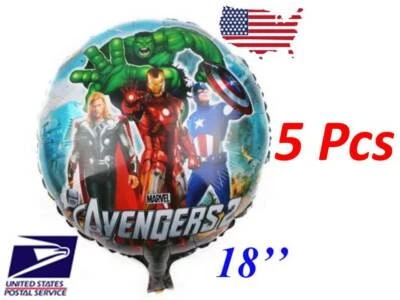 5 Piezas Globo de Helio Vengadores Redondo 18" Lámina Superhéroe Cumpleaños Final Juego RÁPIDO EE. UU. Foto 1 de 2