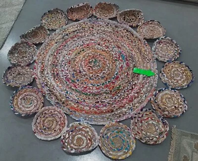 IVORY MULTI 5'-0" x 5'-0" Broken Thread Rug, Reduced Price 1172775874 CAP211A-5R — 第 1/4 张图片