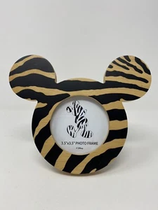 Disney Photo Frame Animal Kingdom Wood Mickey Mouse Ear Zebra Striped 3"x3"  - Picture 1 of 6