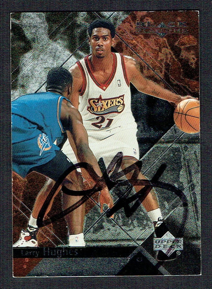 Tarjeta Larry Hughes #62 firmada con autógrafo automático 1999-2000 Upper Deck Black Diamond Foto 1 de 1