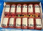 Dog Food Frozen BEEF (OX) HEART & CHICKEN MINCE. BARF RAW DIET 28x500g  14kg