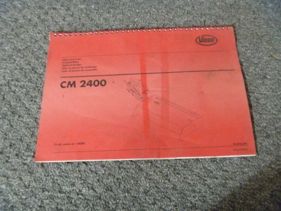 Vicon CM2400 Disc Mower Parts Catalog Manual 70.004.374 - Image 1 of 1