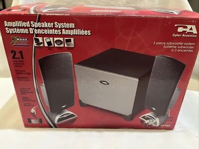 Cyber Acoustics Amplified 2.1 Speaker System ~ 26 Watts ~  Model CA-3080 - Image 1 of 4