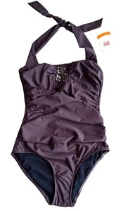 Bpc Selection Damen Aubergine Perlen Shapewear Neckholder Badeanzug Gr. 12  - Bild 1 von 6