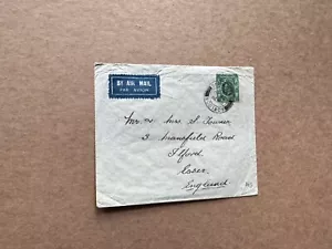 Hong Kong 1937 Cover to UK (E27) +KGV 50C Solo Frank +July-25-1937 CDS - Picture 1 of 3