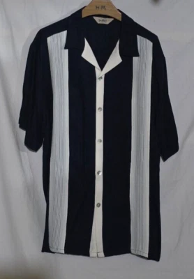 DaVinci California Made in USA SS BF Camp Shirt Navy White Blue Striped Sz XXL* - Image 1 of 4