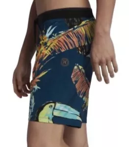 New Hurley Phantom Swim Trunks Shorts Mens SZ 32 Blue Toucan Trunks Bathing Suit - Picture 1 of 15