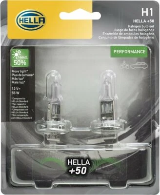 HELLA H1P50TB +50 Performance Bulb, 12V, 55W, 2 Pack - Image 1 of 2