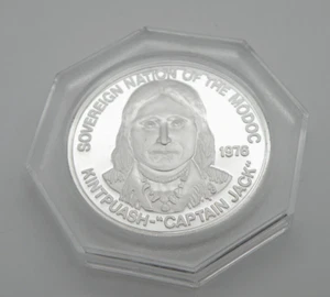Sovereign Nation of Modoc Kintpuash Captain Jack Silver Coin .999 25g Vtg 1976 - Picture 1 of 5