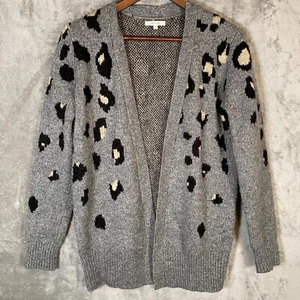 Maurices Womens Sweater XS Open Cardigan Gray Cheetah Print Chunky Knit Soft - Picture 1 of 10