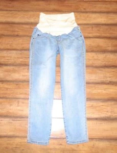 A:GLOW Maternity ~ NWT New Size 12 ~EMBROIDERED Light Fade Wash Full Panel Jeans - Picture 1 of 5