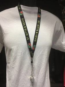 ST. KITTS & NEVIS FLAG CARNIVAL LANYARD & WHISTLE 84cms x 2cms (33" x 3/4" ) - Picture 1 of 1