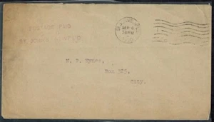 Newfoundland 1920 Stampless Local Cover w/H/S POSTAGE PAID GPO ST. JOHN'S NEWFLD - Picture 1 of 2