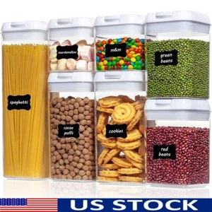 BPA Free Airtight Food Storage Containers 7 Piece Canister Set W/ Labels New - Picture 1 of 6