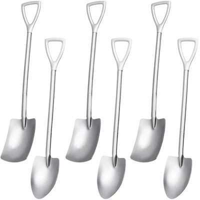 6 Pcs Stainless Steel Dessert Spoons Ice Cream Scoop Square Shape - Bild 1 von 4