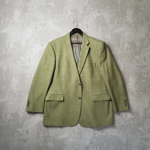 Brook Taverner Blazer Men's 48S Olive Green 100% Wool Windowpane Jacket - Picture 1 of 12