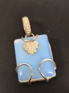 VTG Sterling Silver Opalite Cabochon Statement Necklace Pendant 9g - Picture 1 of 4