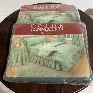 Color Connection West Point Pepperell Twin Flach- und Spannbettlaken Jadegrün NEU - Bild 1 von 8