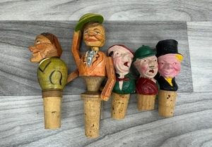 VINTAGE HANDGESCHNITZTE HOLZ WEINFLASCHENVERSCHLUSS MECHANISCHE PUPPENKORKEN WIE ABGEBILDET POSTEN - Bild 1 von 15