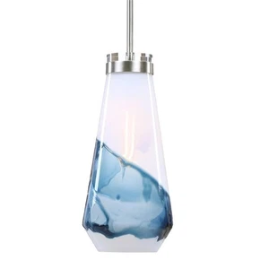 Uttermost Windswept 1-Light Coastal Steel and Glass Mini Pendant in Blue/White - Picture 1 of 9