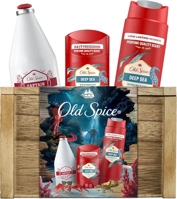 PROCTER & GAMBLE Old Spice Treasure Chest Gift Set for Men with Deep Sea Deodorant Stick, Shower