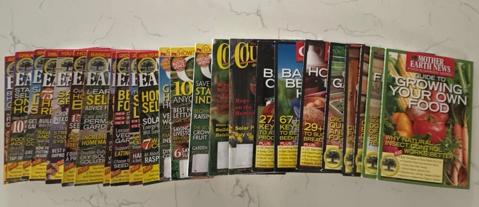 HUGE Lot 24 Mother Earth News, Countryside & Small Stock Journal, Grit Foto 1 de 4