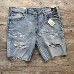 Pantalones Cortos de Jean Estilo Envejecido Corte de Fábrica Big E Levi's Calce Ajustado 412 38x9 Nuevos con Etiquetas - Imagen 1 de 5