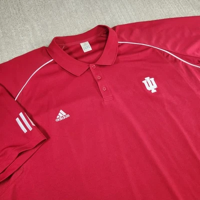 Indiana Hoosiers Polo Shirt Men 5XL Adidas Climacool Performance Red Quick Dry - Image 1 of 4
