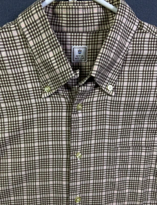 Peter Millar Men's Brown Pink Check Plaid L/S Button Down‎ Dress Shirt Large EUC - Image 1 of 4