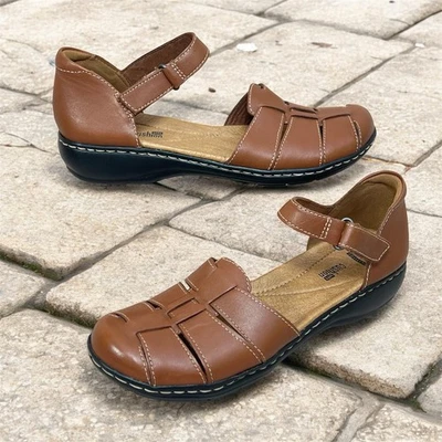 Sandalias Clarks para mujer 7 estrechas de cuero marrón Leisa Wave Fisherman zapatos cómodos Foto 1 de 4