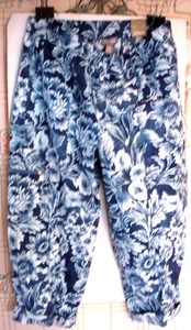 Chico's Neu mit Etikett blau weiß Print kurze/volle Hose Damengröße 3 + 2 - Bild 1 von 12